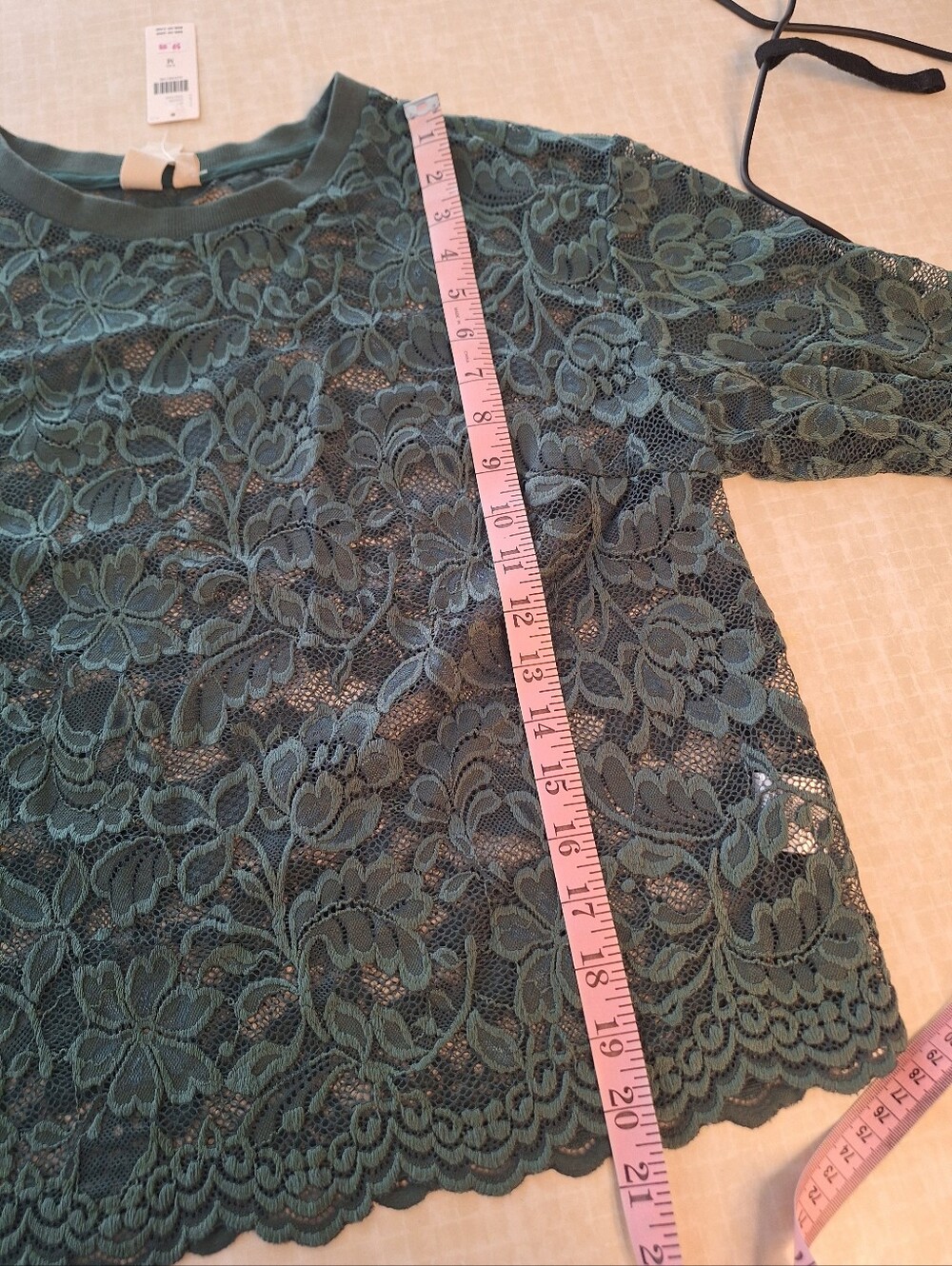 Anthropologie Teal Floral Lace Short-Sleeve Top - Picture 5 of 5